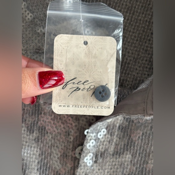 Free People “Disco Margarita” Sequin Button-Down Shirt – Silver – Size Small - Picture 14 of 16